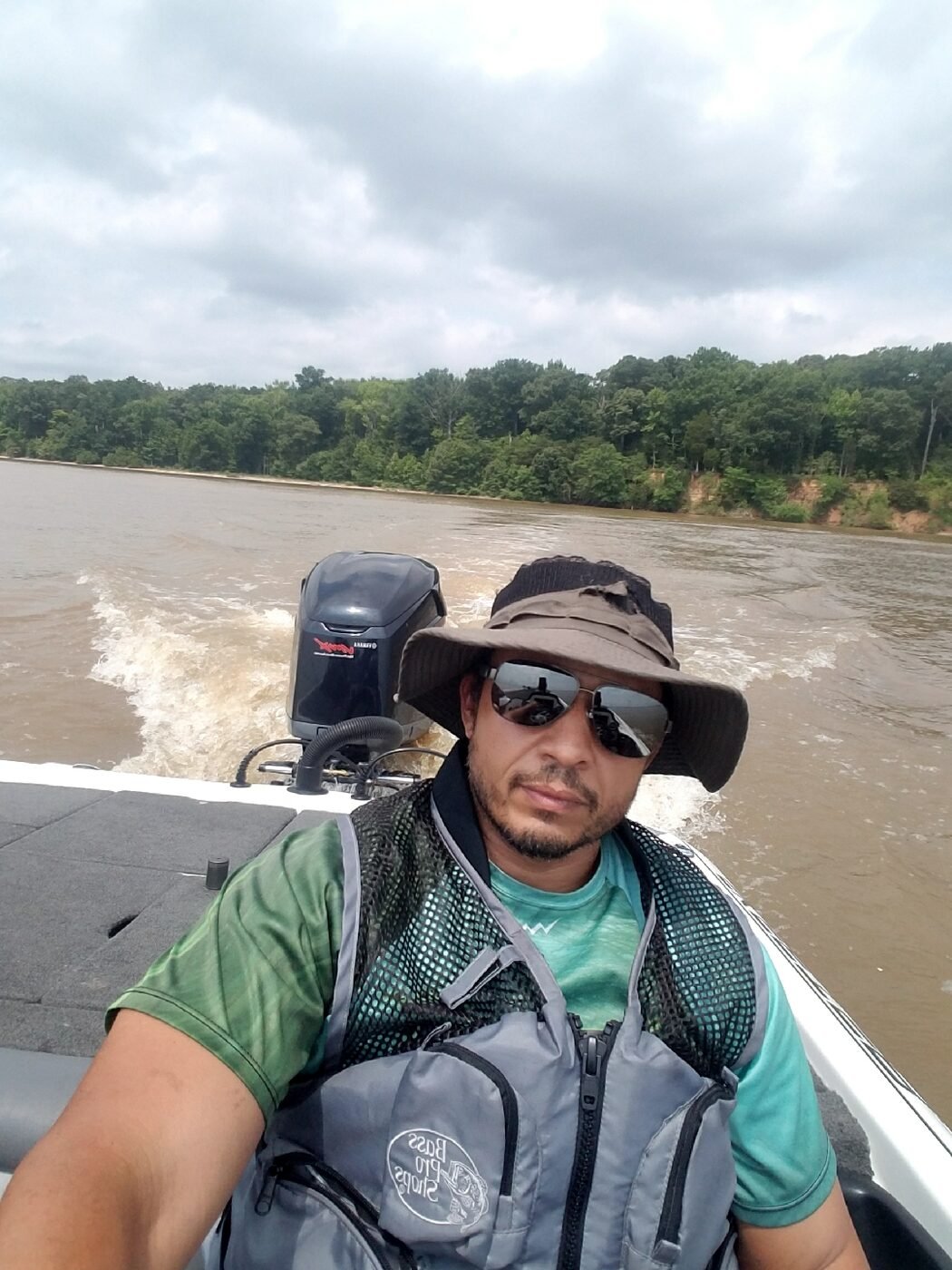 Bass boat on the water
