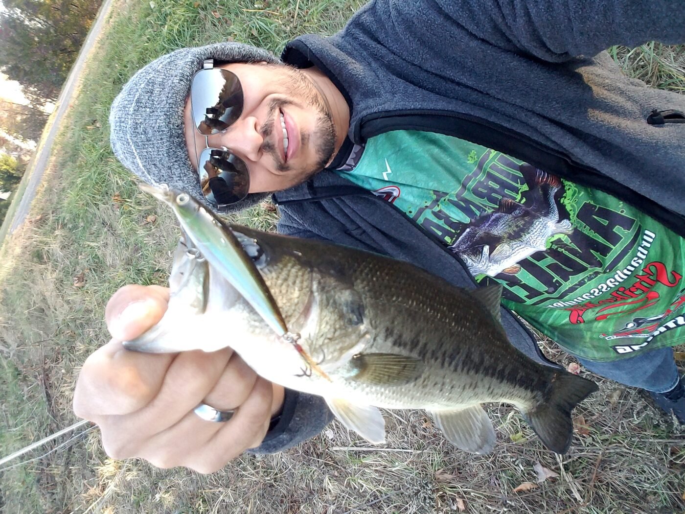 Bass caught on jerkbait lure